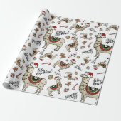 Feliz Navidad Llama Wrapping paper Cadeaupapier (Uitgerold)