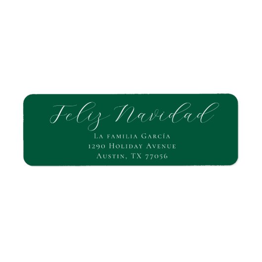 Feliz Navidad Mail Evergreen Return Address Label (Voorkant)