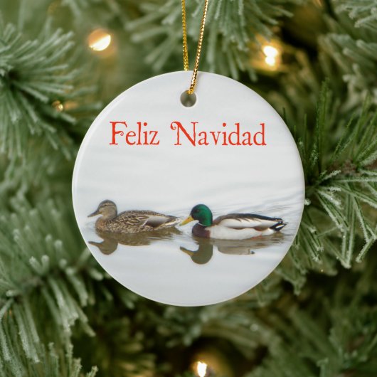 Feliz Navidad - Mallards Keramisch Ornament (Boom)