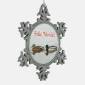Feliz Navidad - Mallards Tin Sneeuwvlok Ornament (Links)