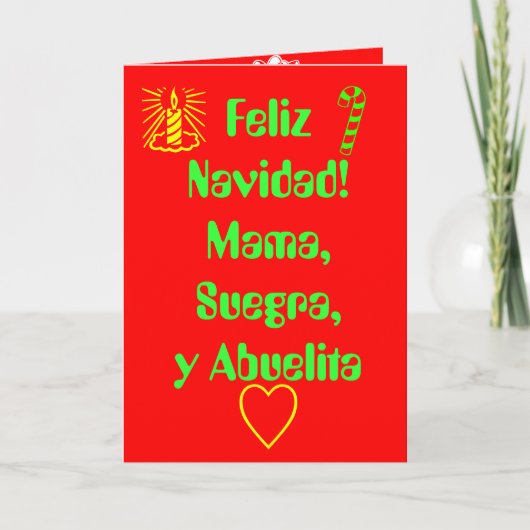 Feliz Navidad! Mama, Suegra, y Abuelita Feestdagen Kaart (Voorkant)