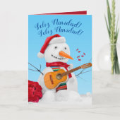 Feliz Navidad Mariachi Kerstmis Zingend Snowman Feestdagen Kaart (Voorkant)