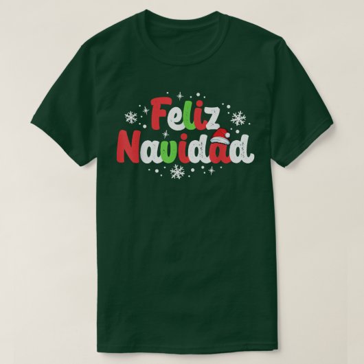 Feliz Navidad Matching Family Spaanse Kerstmis T-shirt (Design voorkant)