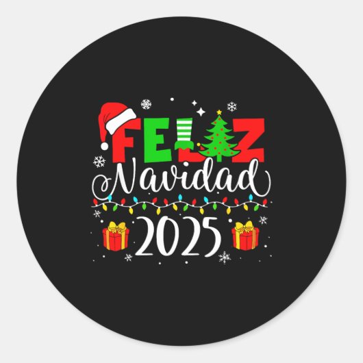 Feliz Navidad Matching Family Spanish Christmas Me Ronde Sticker (Voorkant)