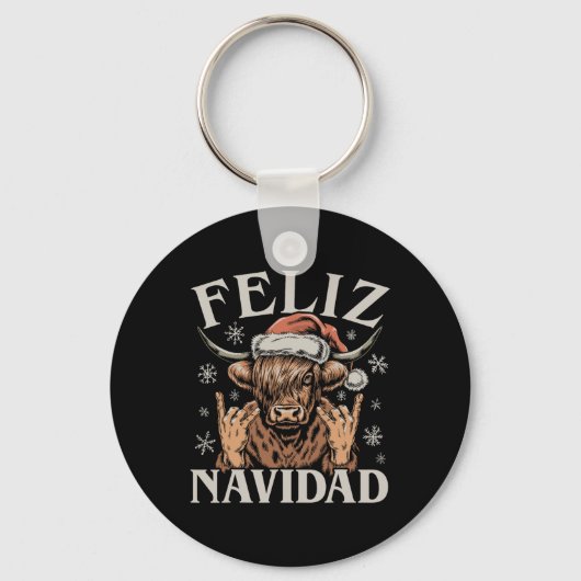 Feliz Navidad Meme Emo Koe Funny Meme Christmas Sleutelhanger (Voorkant)
