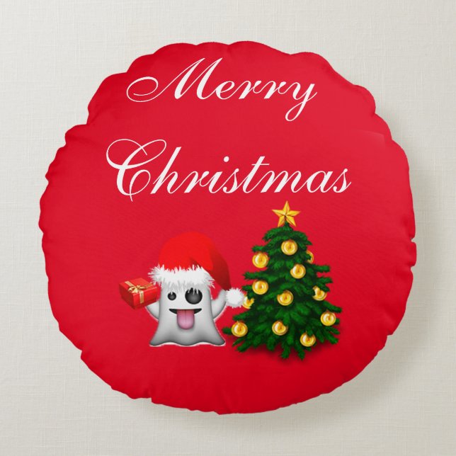 Feliz Navidad- Merry Christmas Rond Kussen (Voorkant)