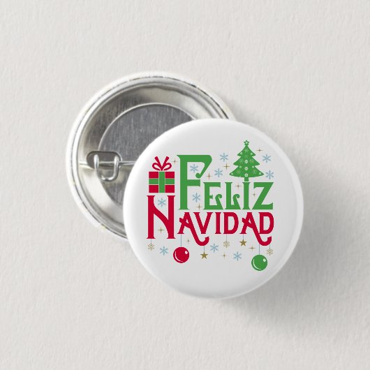 Feliz Navidad Merry Happy Yule Ronde Button 3,2 Cm (Voorkant /achterkant)