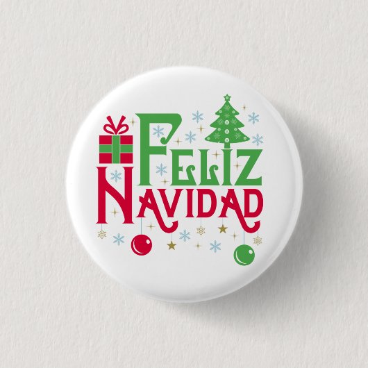 Feliz Navidad Merry Happy Yule Ronde Button 3,2 Cm (Voorkant)