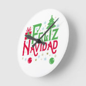 Feliz Navidad Merry Happy Yule Ronde Klok (Hoek)