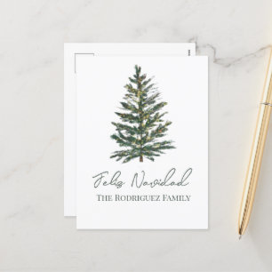 Feliz Navidad-Merry Kerstboom en verlichting Feestdagenkaart