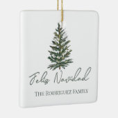 Feliz Navidad-Merry Kerstboom en verlichting Keramisch Ornament (Rechts)
