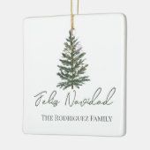 Feliz Navidad-Merry Kerstboom en verlichting Keramisch Ornament (Links)