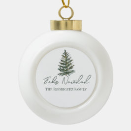 Feliz Navidad-Merry Kerstboom en verlichting Keramische Bal Ornament