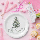 Feliz Navidad-Merry Kerstboom en verlichting Papieren Bordje (Feest)