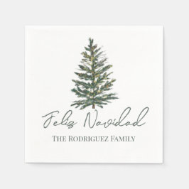 Feliz Navidad-Merry Kerstboom en verlichting Servet