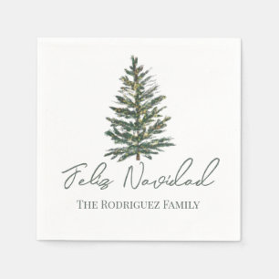 Feliz Navidad-Merry Kerstboom en verlichting Servet