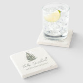 Feliz Navidad-Merry Kerstboom en verlichting Stenen Onderzetter (Zijkant)