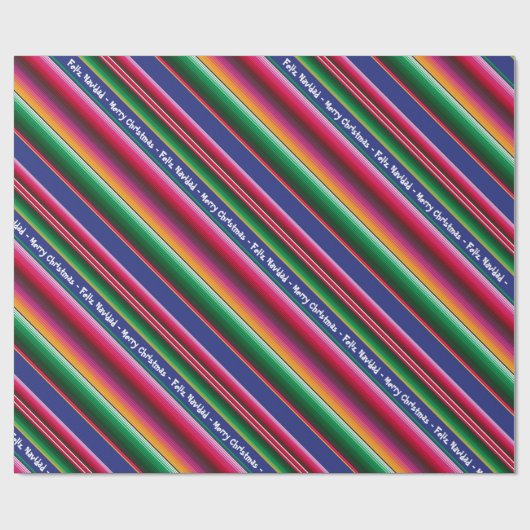 Feliz Navidad Merry Kerstkerst - kleurrijke serape Cadeaupapier (Vlak)