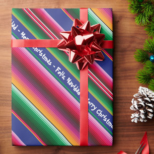 Feliz Navidad Merry Kerstkerst - kleurrijke serape Cadeaupapier