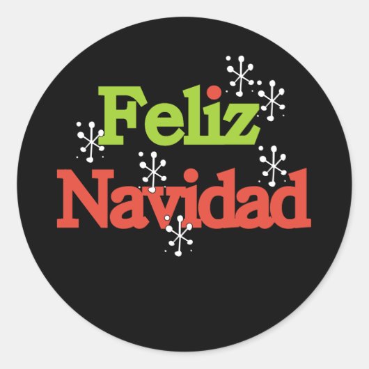 Feliz Navidad Merry Kerstmis Ronde Sticker (Voorkant)