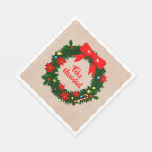 Feliz Navidad Merry Kerstmis Wreath Luncheon Servet (Hoek)