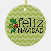 Feliz Navidad met groene chevrons Keramisch Ornament (Voorkant)