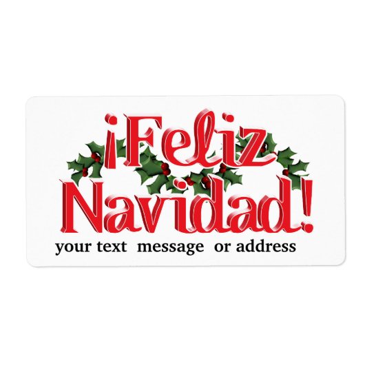 Feliz Navidad met Holly Etiket (Voorkant)
