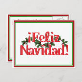 Feliz Navidad met Holly Feestdagenkaart (Voorkant / Achterkant)