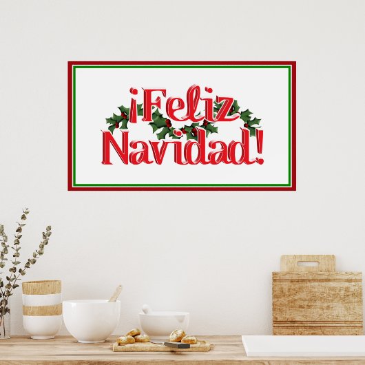 Feliz Navidad met Holly Poster (Keuken)