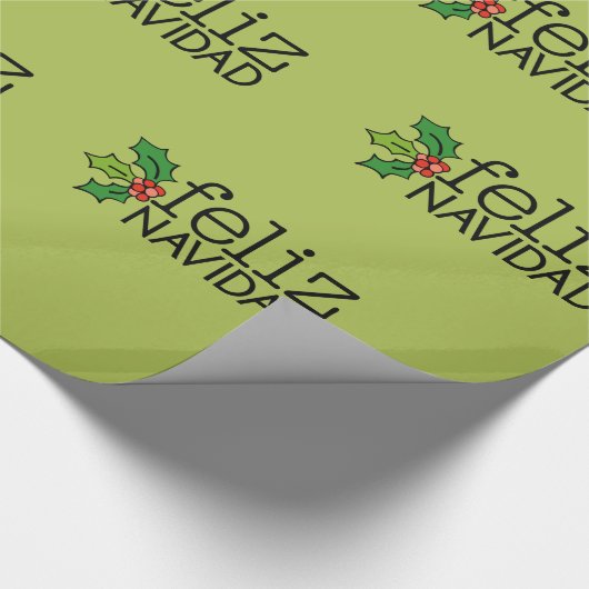 Feliz Navidad met kerst Holly Cadeaupapier (Hoek)