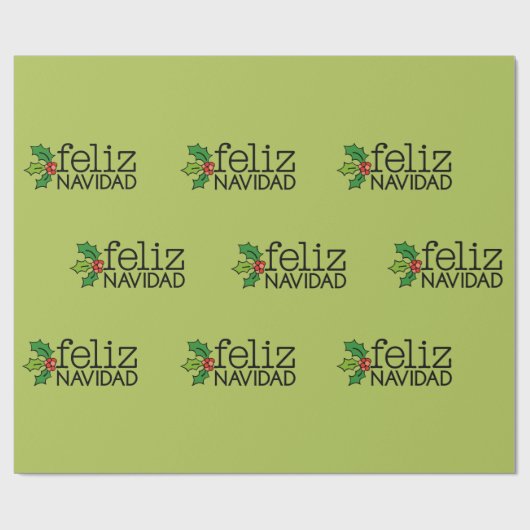 Feliz Navidad met kerst Holly Cadeaupapier (Vlak)