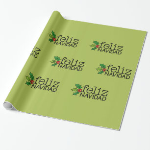 Feliz Navidad met kerst Holly Cadeaupapier