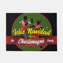 Feliz Navidad met Paranderos en FAMILIE NAME Deurmat