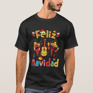 Feliz Navidad Mexicaans Feesthete Peper Gitaar Py T-shirt