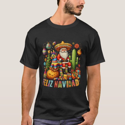 Feliz Navidad Mexicaanse Grappige Kerstfeest T-shirt (Voorkant)