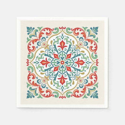 Feliz Navidad Mexicaanse Kerst Mooie Tegel Rood Servet (Voorkant)