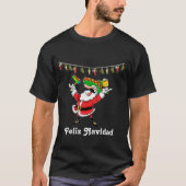 Feliz Navidad Mexicaanse Kerstman met peper verlic T-shirt (Voorkant)