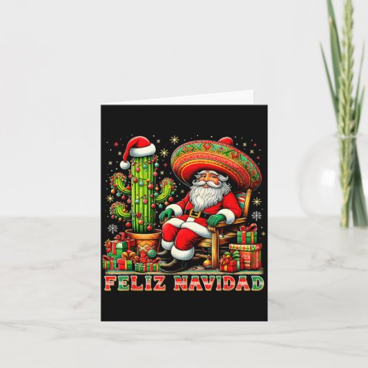 Feliz Navidad Mexican Christmas Santa Sombrero Cac Kaart (Voorkant)