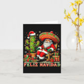 Feliz Navidad Mexican Christmas Santa Sombrero Cac Kaart (Gele Bloem)