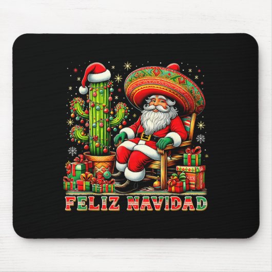 Feliz Navidad Mexican Christmas Santa Sombrero Cac Muismat (Voorkant)