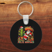 Feliz Navidad Mexican Christmas Santa Sombrero Cac Sleutelhanger (Voorkant)