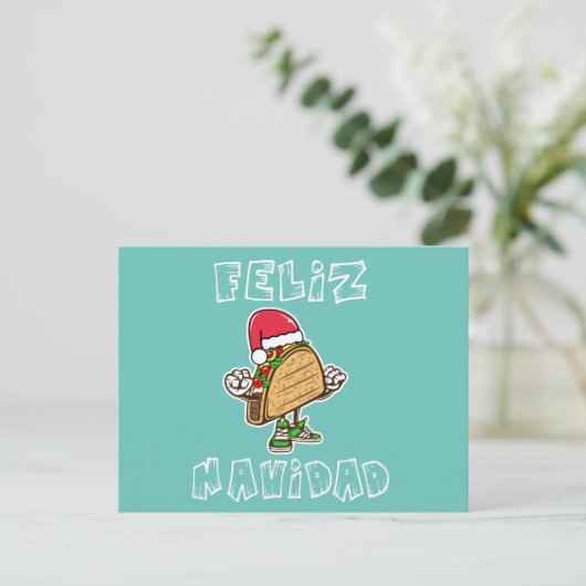Feliz Navidad Mexican Christmas Santa Taco Briefkaart (Staand voorkant)