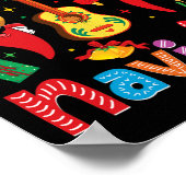 Feliz Navidad Mexican Fiesta Hot Pepper Guitar Xma Poster (Hoek)