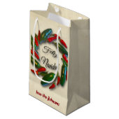 Feliz Navidad Mexican Pepper Wreath Kerstmis Klein Cadeauzakje (Voorkant Gekanteld)