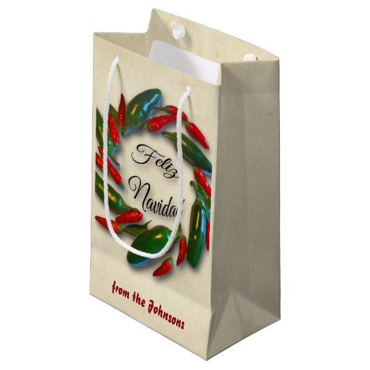 Feliz Navidad Mexican Pepper Wreath Kerstmis Klein Cadeauzakje (Voorkant Gekanteld)
