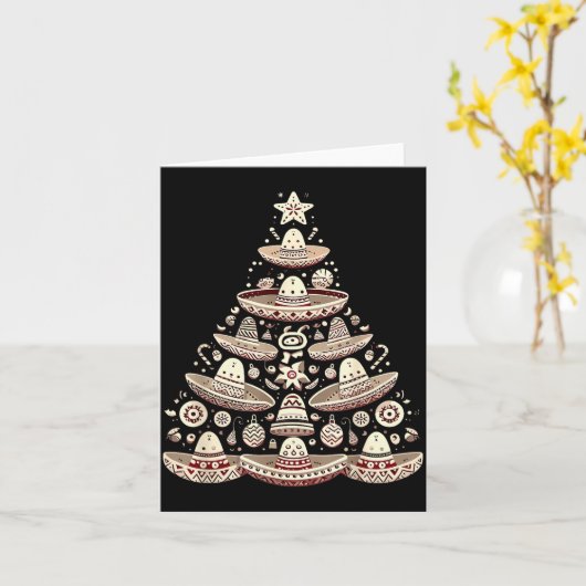 Feliz Navidad Mexican Sombrero Christmas Tree Men  Kaart (Gele Bloem)