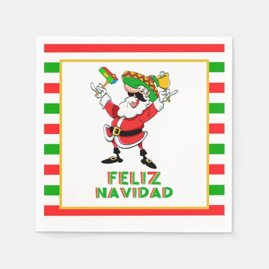 Feliz Navidad Mexico Kerstman Servet (Voorkant)