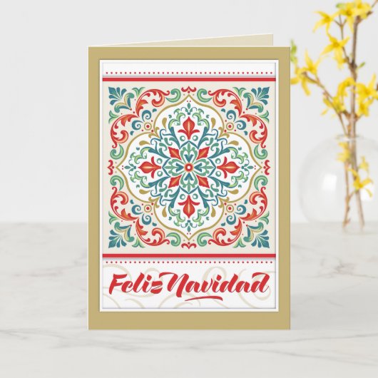 Feliz Navidad Mexico Spaans Vrolijk Kerstfeest Teg Kaart (Gele Bloem)