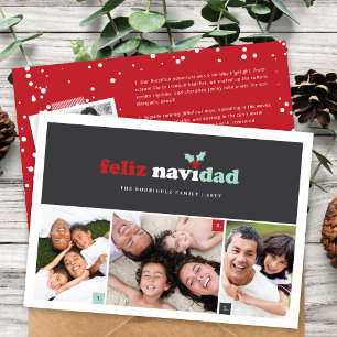 Feliz Navidad minimalistische blokken 3 foto Kerst Feestdagenkaart