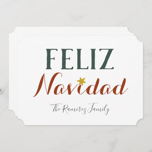 Feliz Navidad minimalistische kerstfeestdag Kaart (Voorkant / Achterkant)